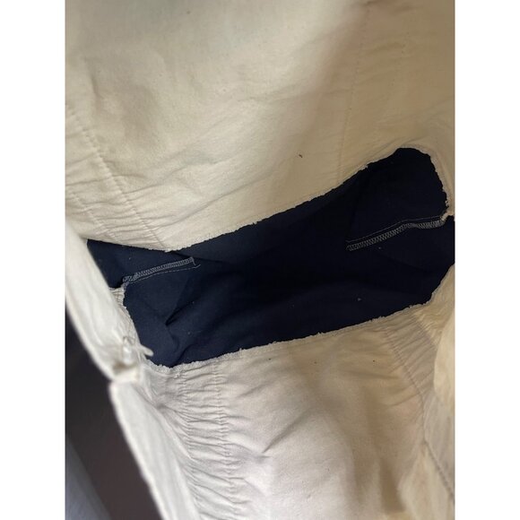 Trader Joes Canvas Tote Bag With Logo Navy & Beige 18"x14" - Picture 6 of 6